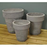 Natural Grey Flower Pots (Set of Three) by Rustic Garden