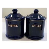 Navy coffee and sugar pots