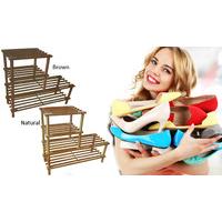 Natural 4 Tier Wooden Shoe & Boot Rack