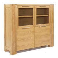 Nadria Solid Oak Finish Display Cabinet With 4 Door