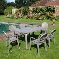 Nardi Alloro 6 Seater Dining Set in Turtle Dove with Palma Chairs
