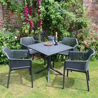 Nardi Clip Table with 4 Net Chairs, Anthracite