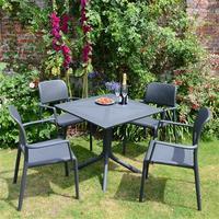 Nardi Clip Table with 4 Bora Chairs, Anthracite