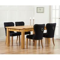 napoli 150cm solid oak extending dining table with knutsford fabric ch ...
