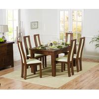 napoli 150cm dark solid oak extending dining table with trento chairs