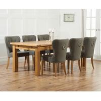 napoli 220cm solid oak extending dining table with knutsford fabric ch ...