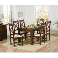 napoli 150cm dark solid oak extending dining table with chester chairs