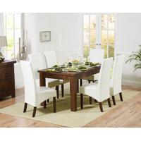 napoli 150cm dark solid oak extending dining table with wng chairs