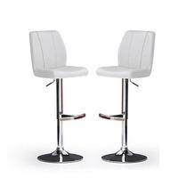 Naomi Bar Stools In White Faux Leather in A Pair