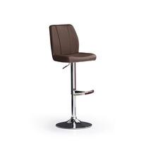 Naomi Brown Bar Stool In Faux Leather With Round Chrome Base
