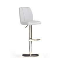 Naomi White Bar Stool In Faux Leather With Stainless Steel Base