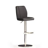 Naomi Black Bar Stool In Faux Leather With Stainless Steel Base