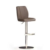 Naomi Cappuccino PU Leather Bar Stool With Stainless Steel Base