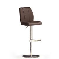 Naomi Brown Bar Stool In Faux Leather With Stainless Steel Base