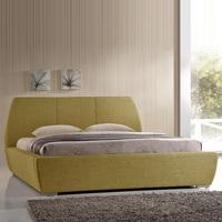 Naxos Modern King Size Bed In Green Fabric With Chrome Feet
