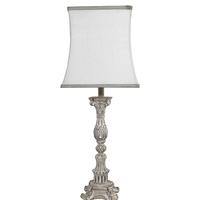 Natural Polyresin Classic Table Lamp with 12 Inch Ivory and Silver Shade