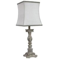 Natural Small Polyresin Classic Table Lamp with 10 Inch Ivory and Silver Shade