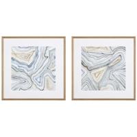 Natural Wooden Frame Prints Agate Abstracts (Set of 2)