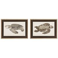 Natural Wooden Frame Prints Sea Turtle (Set of 2)