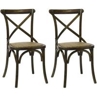 natural wooden x dining chair pair