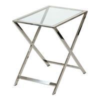 Narrow Steel Bistro Table with Glass Top