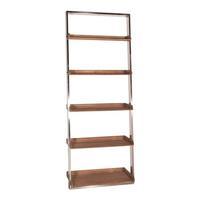 Natural Fir Wood and Stainless Steel Shelving Unit, Brown