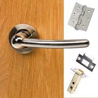 naples mediterranean lever on rose satin nickel handle pack