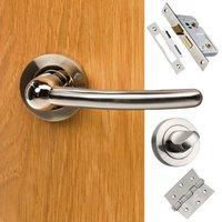 Naples Mediterranean Bathroom Lever On Rose - Satin Nickel Handle Pack