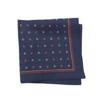 Navy With Red And Yellow Squares 100% Silk Pocket Square