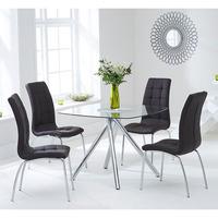 Naxis Square Glass Dining Table With 4 Gala Brown Dining Chairs