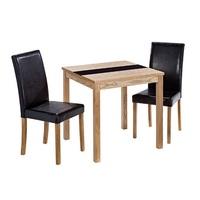 Narvik Small Dining Table In Real Ash Veneer With 2 Chairs