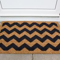 natural coir black chevron doormat