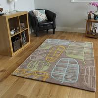 natural leaf print modern rug burano small