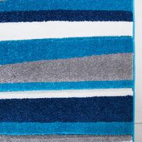 Navy, Teal Blue & Grey Striped Living Room Rug - Rio 160x230cm