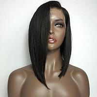 Natural Black Color Bob Straight Lace Front Wig With Baby Hair Heat Resistant Synthetic Hair Wigs For Women