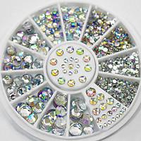 Nail Art 1.5mm Rhinestones Glitter Diamond Gems 3D Tips Decoration Wheel