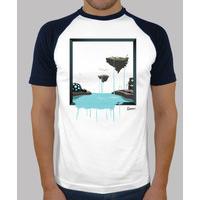 navy blue sleeveless man floating islands