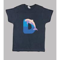 navy blue shirt, letter d