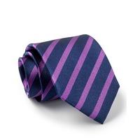 Navy Lilac Regimental Stripe Silk Tie - Savile Row