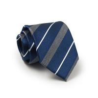 Navy Grey White Regimental Stripe Silk Tie - Savile Row