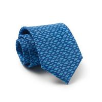 navy turquoise fish print silk tie savile row