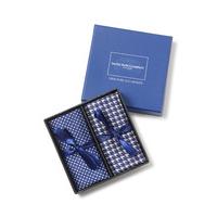 Navy Houndstooth Navy Diamond Silk Pocket Square Gift Set - Savile Row