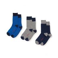 Navy Grey Blue Paisley And Plain 3 Pack Sock 39/42 - Savile Row