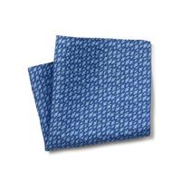 Navy Turquoise Fish Print Silk Pocket Square - Savile Row