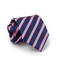Navy Pink White Regimental Stripe Silk Tie - Savile Row