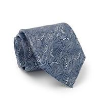 navy white ocean waves silk tie savile row