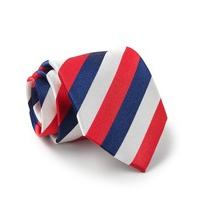 Navy Red White Stripe Silk Tie - Savile Row