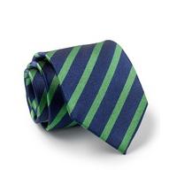 Navy Green Regimental Stripe Silk Tie - Savile Row
