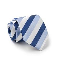 Navy Blue White Stripe Silk Tie - Savile Row