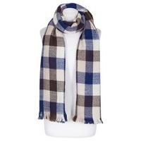 navy pink check pattern scarf